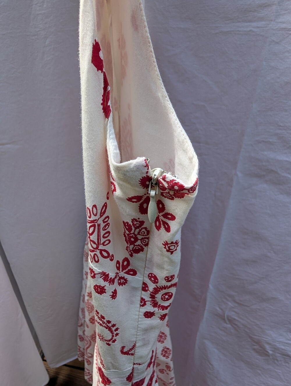 Talbots Cotton Paisley Bandana A-Line Dress w Pockets Off-White Red Sz 14W - Picture 10 of 11